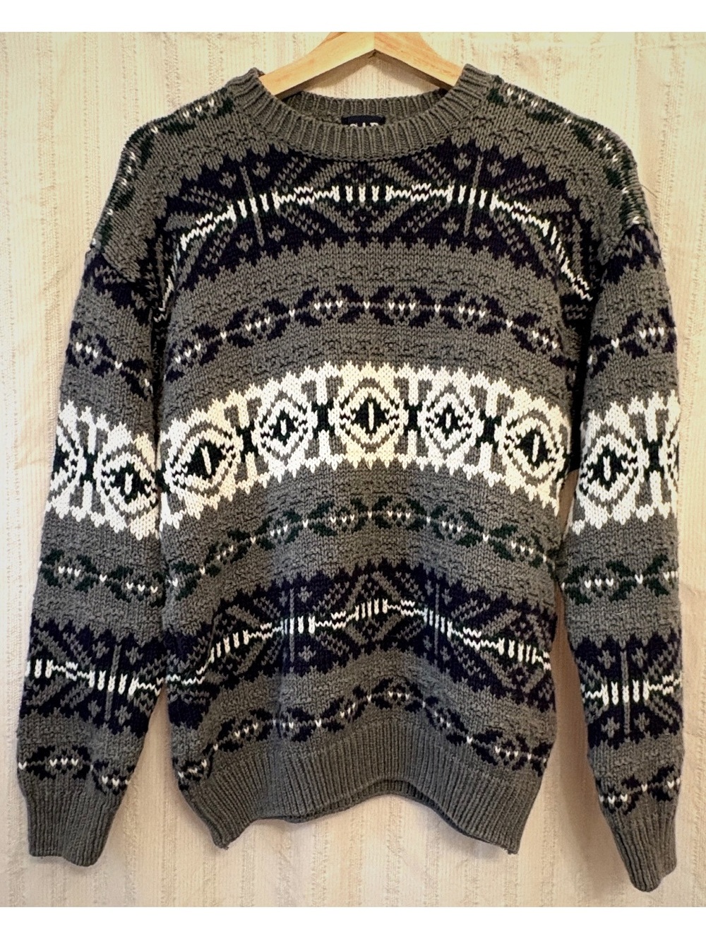 Vintage 90s GAP Cotton Patterned Pullover Sweater Size Small #rare #fallsweater